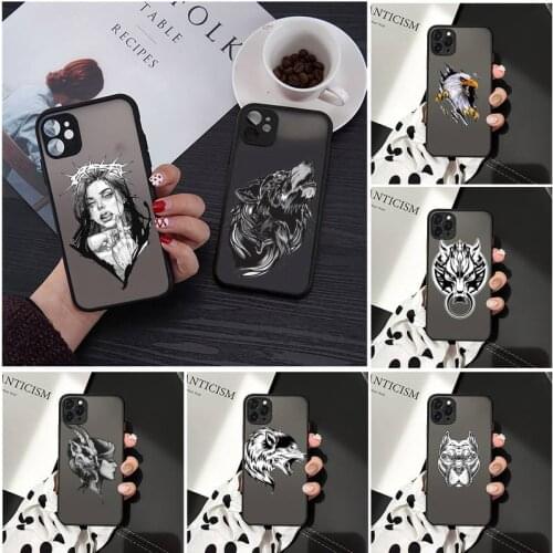 Beauty beast wolf dragon wild boar Phone Cases Matte Transparent for iPhone 7 8 11 12 s mini pro X XS XR MAX Plus cover funda
