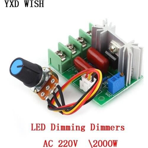 AC 220V SCR Voltage Regulator LED Dimming Dimmers 2000W High Power Motor Speed Controller Governor Module W/ Potentiometer