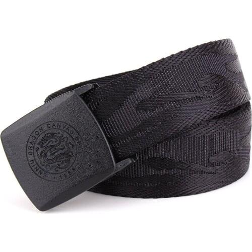 Canvas belt men and women youth ironless belt military training automatic buckle anti-metal allergy nylon jeans outdoor