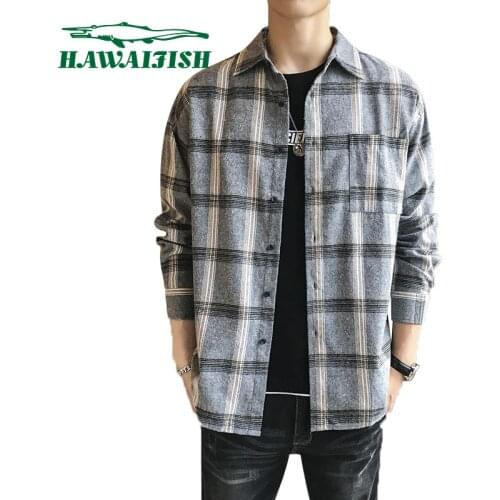 2021 spring and autumn plaid shirt Korean youth shirt mens cotton new mens casual long-sleeved shirt mens long-sleeved shirt