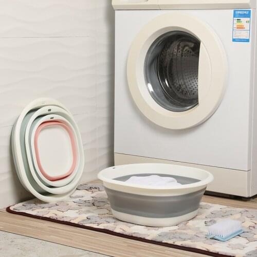 Silicone Foldable Bucket Bathroom Washing Basin Portable Traveling Basins Outdoors Fishing Buckets Folding Household Supplies