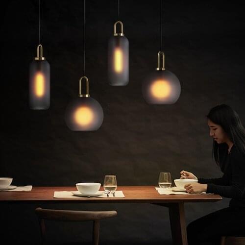 Modern led restaurant chandelier american bedside lamp light luxury industrial wind glass ball dining table bar table lighting
