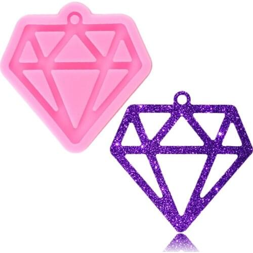 Super Glossy Diamond Gem Silicone Mold Epoxy Resin Craft Keychain Molds Polymer Clay Pendant Jewelry Making Necklace Moulds