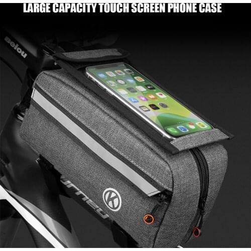 Rainproof Bicycle Front Frame Pannier Tube Bag Waterproof 6.0-6.4inch Cellphone Pouch Holder Mountain Bike MTB Accessories