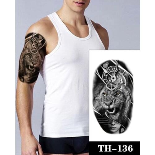 Waterproof Temporary Tattoo Sticker Clock Orange Eyes Lion Flash Tattoos People Stairs Gear Body Art Arm Fake Tatoo Women Men