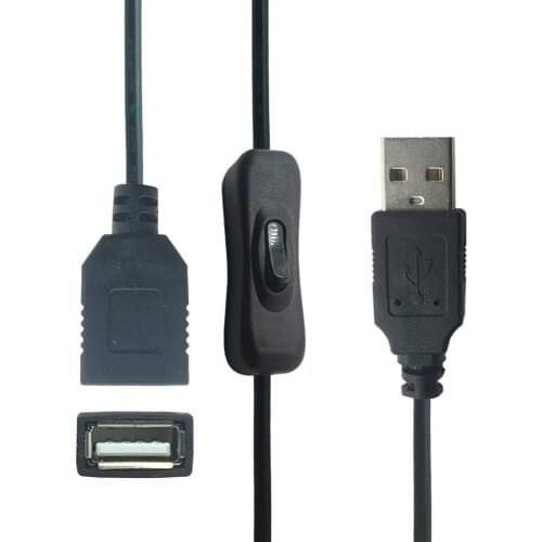 30cm High Quality Electronics Converting USB Cable Male To Female Switch ON OFF Cable Toggle LED Lamp Power Line Black