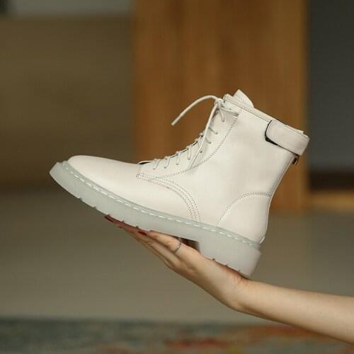 Autumn winter new Genuine leather Women boots ankle warm motorcycle Female boots cowhide Women shoes