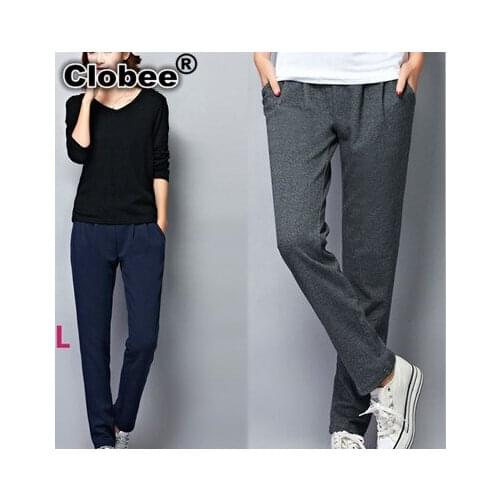 Plus Size 6XL 2020 Women Spring Winter Thick Warm Loose Warm Harem Pants Female Elegant Solid Casual Office Work Pants Long W6