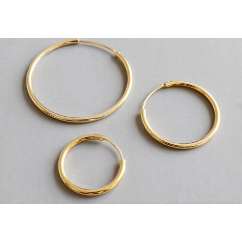 1.8MM 100% Authentic 925 Sterling silver Glossy Endless LOVE Circle Hoop Huggie Earrings jEWELRY 15MM 20MM 30MM TLE50