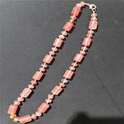 1 Strand 13x10mm Wholesale Red Cherry Quartz Cylindrical Pendant Necklace Jewelry Ornaments 16.5inch S343