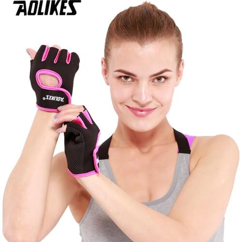 1Pair Men & Women Training Gym Gloves Body Building Sport Fitness Gloves Exercise Silicone Anti-slip Weight Lifting Gloves
