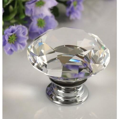 1pcs 30mm Diamond Crystal Glass Alloy Door Drawer Cabinet Wardrobe Pull Handle Knobs Drop Worldwide Store