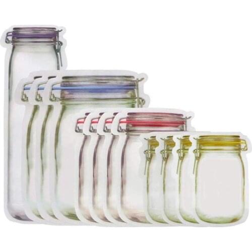 10/12/20pcs Zipper Jar Bottles Seal Bags Reusable Snacks Fresh Food Storage Bag For Nuts Dry Fruits Kitchen Food Pouch
