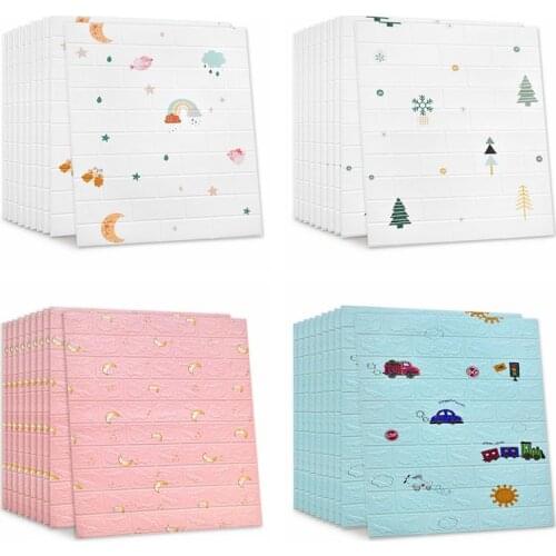 10pcs 77cmx70cm Wall Sticker Cartoon 3D for Kids' Room Cute Wallpaper 3D Brick Self-Adhesive Waterproof Wall Decoration