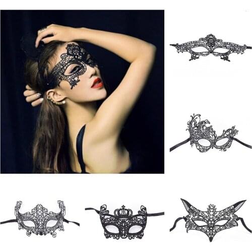 10style Hollow Out Halloween Cosplay Sex Mask Blindfold Blinder Bdsm 1PC Sex Product For Women Black Lace Eye Mask