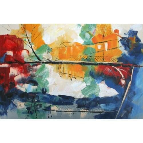 100% Handmade Modern Abstract Oil Painting Living Room - SB 203 by Igor Nelubovich, Canvas Wall Art Picture Horizontal