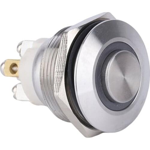 22mm Reset Momentary Metal Push Button Switch LED Light 12V 24V 110V 220V 4 Screw Foot Waterproof Car Power Button Switch