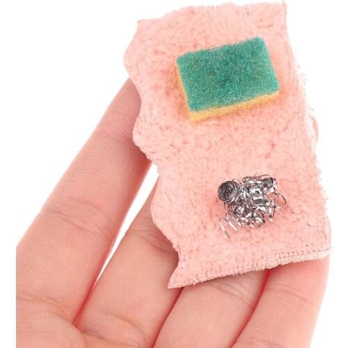 3Pcs/set 1:12 Dollhouse Mini Kitchen Cleaning Tool Set Rag Sponge Wiping Dishwashing Ball