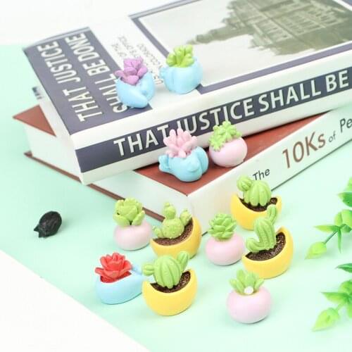 4pcs Resin Miniature Artificial Fleshy Cactus Plant DIY Fairy Garden Potted Decoration