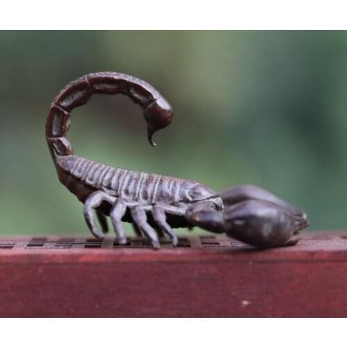 5 CM Chinese 100% red copper lucky lifelike Animal insect scorpion Amulet Sculpture Pure Bronze small statue