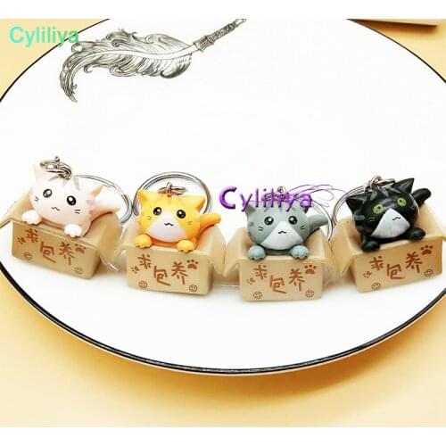 500pcs Hot Cat Keychain Seek nurturing Cat Key Chain Creative Gifts Ring Key Holder For Bags Car Phone Decoration Keyring