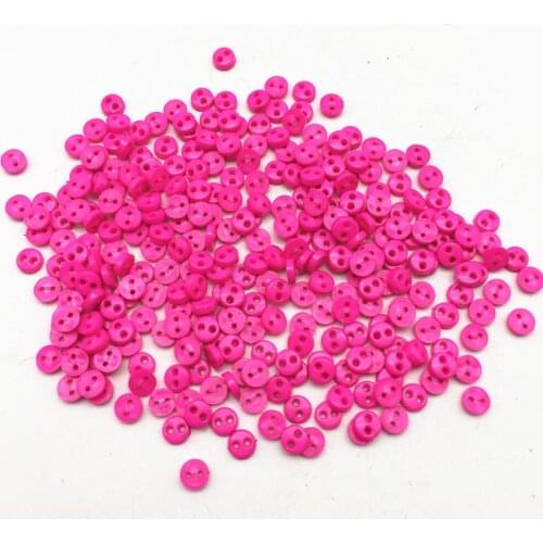 500pcs 4mm Fuchsia Pink Round Resin Tiny Mini Buttons Sewing 2 Holes Doll Clothing Button For Scrapbooking Embellishments