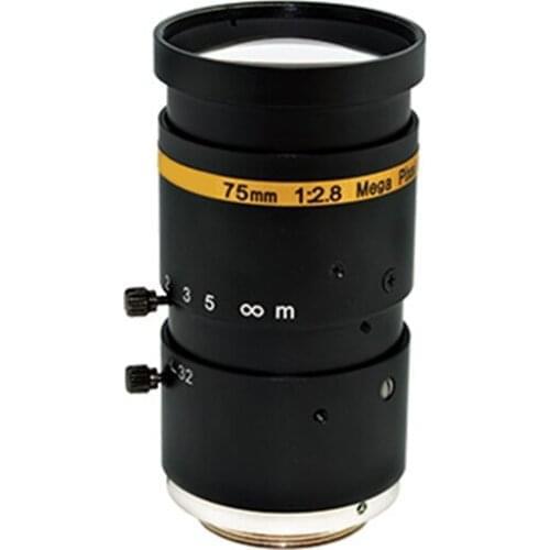 75mm 1" Machine Vision Lens F2.8 Professional C Mount lens 10MP 4K CCTV Security Lens SL-MV7528C10MP-11