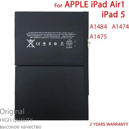 100% New High quality A1484 Battery For iPad 5 Air iPad5 A1474 A1475 8827mAh Tablet In Stock Batteries With Tracking Number
