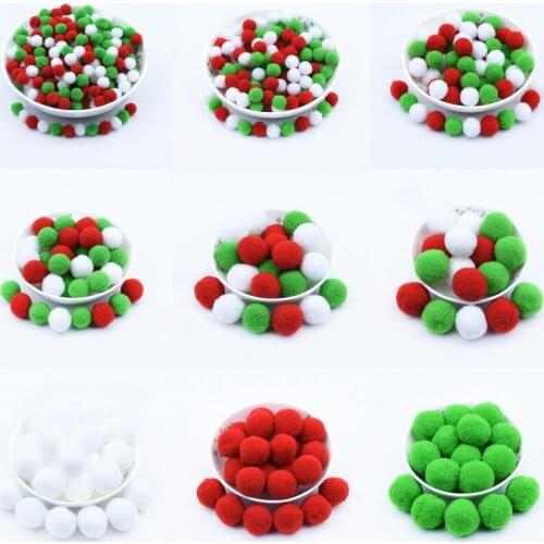 White Green Red Pompom Fur Balls DIY Soft Pom Poms Craft Pompones Christmas Ball Ornaments Glue on Cloth Accessories 8mm To 30mm