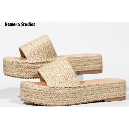 Hemera Studios flat platform sandals Women summer 2021 espadrille flip flops handmade Multicolor comfortable