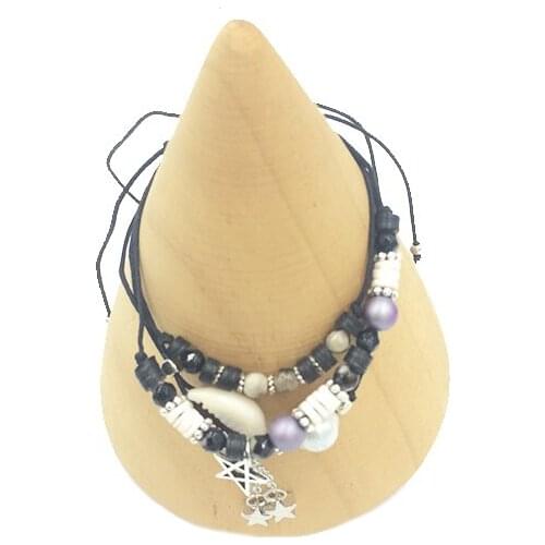 Hangjing 3 pcs /set name 2019 bohe Woman Charm bead Natural Fresh Water Pearl Shell string bangle Bracelets set For Women cute