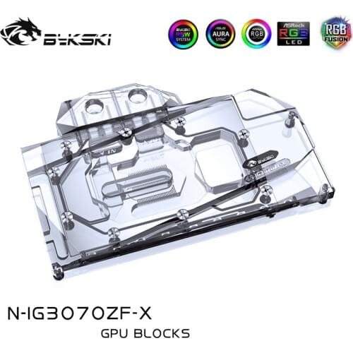 Bykski GPU Water Cooling Block for Colorful Geforce RTX 3070 Card, with Back Plate Water Cooler RGB/RBW Light ,N-IG3070ZF-X