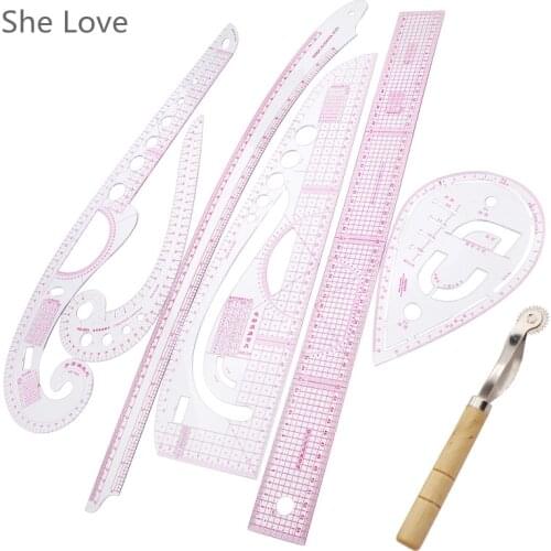 Chzimade 6pcs Plastic Curve Ruler Multi Soft Styling Drawing Comma Line Straight French Curve Clothing Measuring DIY Sewing Tool