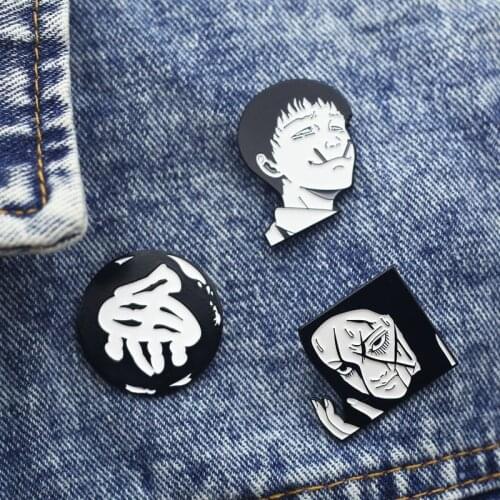 Junji Ito Brooch Japan Anime Terror Movies Pins Fashion Enamel Jewelry Knapsack Hat Collar Lapel Pins Badges Gift Party Accessor