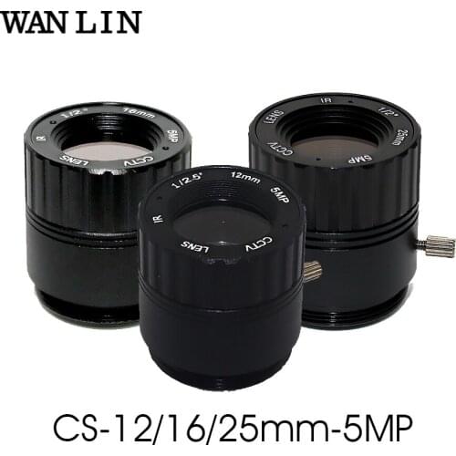 HD 5.0Megapixel IR CCTV CS Mount Lens 12/16/25mm 5MP for HD Security Cameras F1.4 Image Format 1/2" 1/2.5" Metal HFOV
