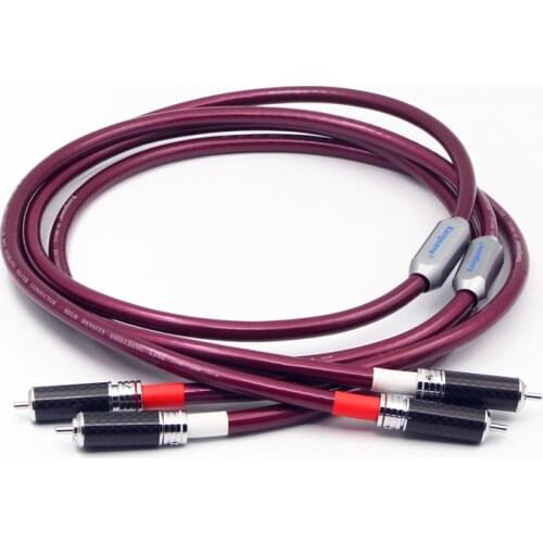 Hifi Audio RCA Cable 4N Pure Silver Conductor Shielding With Carbon Fibre Plug