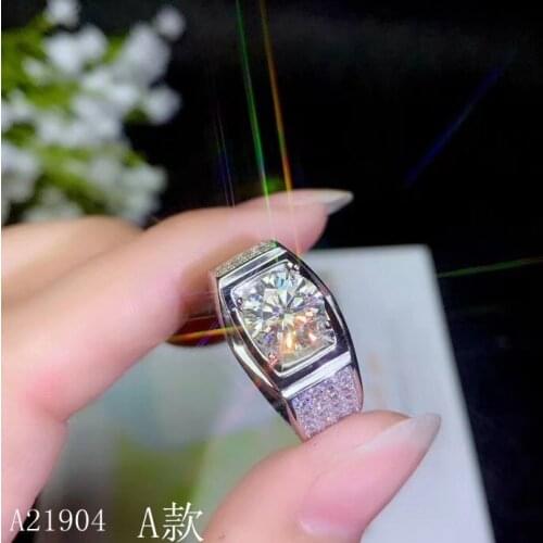 KJEAXCMY boutique jewelry 925 sterling silver inlaid natural Mozanne diamond ring for mens support detection