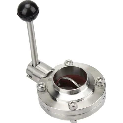 SS304 2-1/4'' 2.5" 57mm 63mm Pipe OD Sanitary Weld Butterfly Flow Control Valve Dairy Product Homebrew Beer