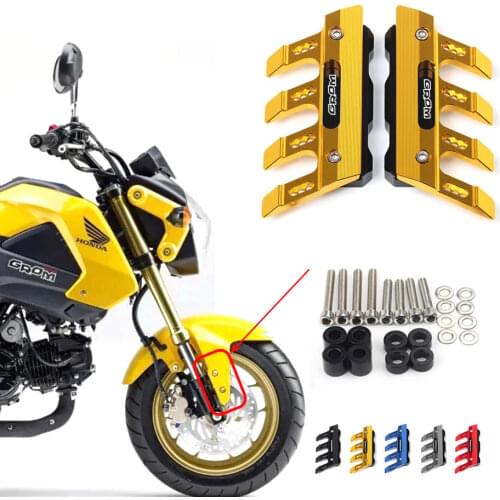 With Logo For Honda GROM 125 Red Motorcycle CNC Accessories Mudguard Side Protection Block Front Fender Anti-Fall Slider