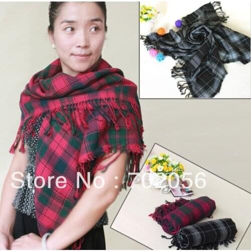 Square plaid checker shawl wrap poncho stole 110*110m mixed color 12pcs/lot #3063