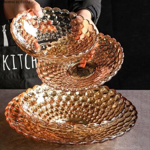 Fruit Tray Modern Living Room Home Snacks Crystal Glass Fruit Tray Personality Creative Light Luxury Style Large Fruit Bowl