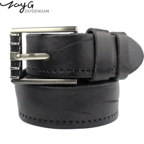ZAYG men high quality genuine leather belt luxury designer belts men cowskin fashion Strap male Jeans for man cowboy men gift
