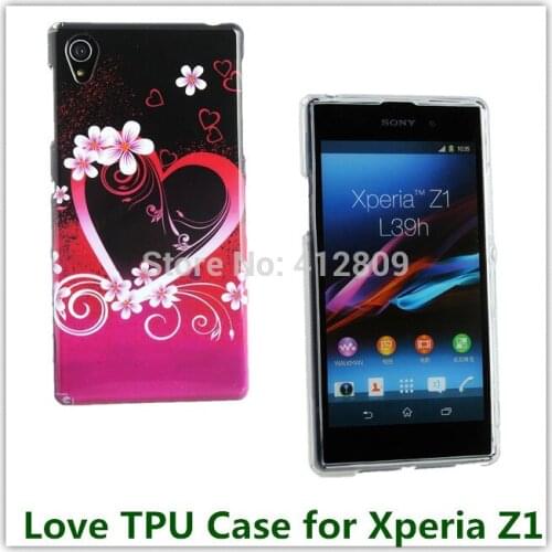 Love Flower Printed Soft TPU Pouch Cover Case for Sony Xperia Z1 L39h Honami C6906 C6943