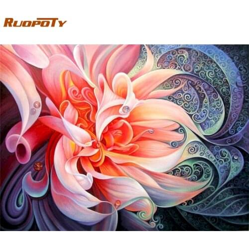 RUOPOTY Paint By Number Canvas Painting Kits Abstract Flower Handpainted Gift Acrylic Paint By Numbers Unique Home Decoration Gi