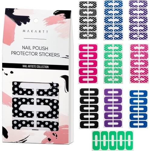 Makartt Nail Polish Protector, Nail Polish Painting Peel Off Sticker 10 Sheets 100 Pieces U-Shape Tape for Nail Art Painting