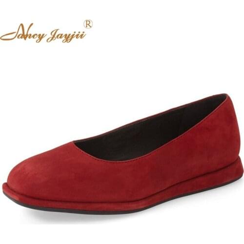Nancyjayjii Women New Spring Handmade Red&Black Genuine Leather Lining Square Toe Flat Heel Loafers Dress Shoes Woman,Large 4-16