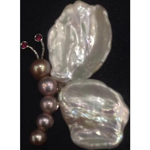 Natural fresh water pearl butterfly brooch pins irregular fashion women jewelry free shipping insect brooch pins