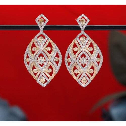 Bride Talk Brand Elegant Exquisite Women Earrings Cubic Zirconia High Quality Saudi Arabia Bridal Ear Jewelry For Wedding