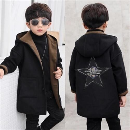 New 2018 Fashion lattice high quality Children Woolen Coat for Boys Hot Autumn Winter Fashion Buttons Kids Clothes Woolen coat