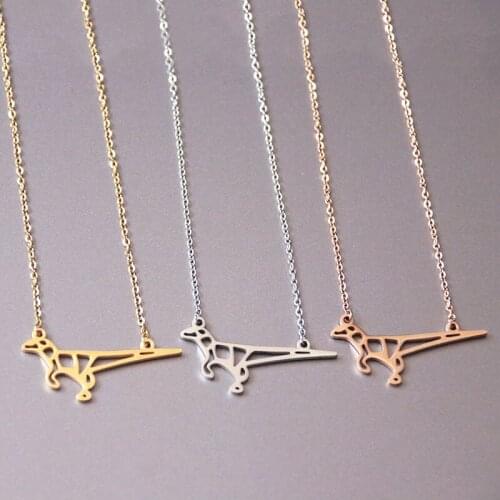 Wholesale 10pc/lot Origami Dinosaur Necklace Jurassic Park Monster Necklace 3 Colors Scientist Kids Jewelry Bijoux femme